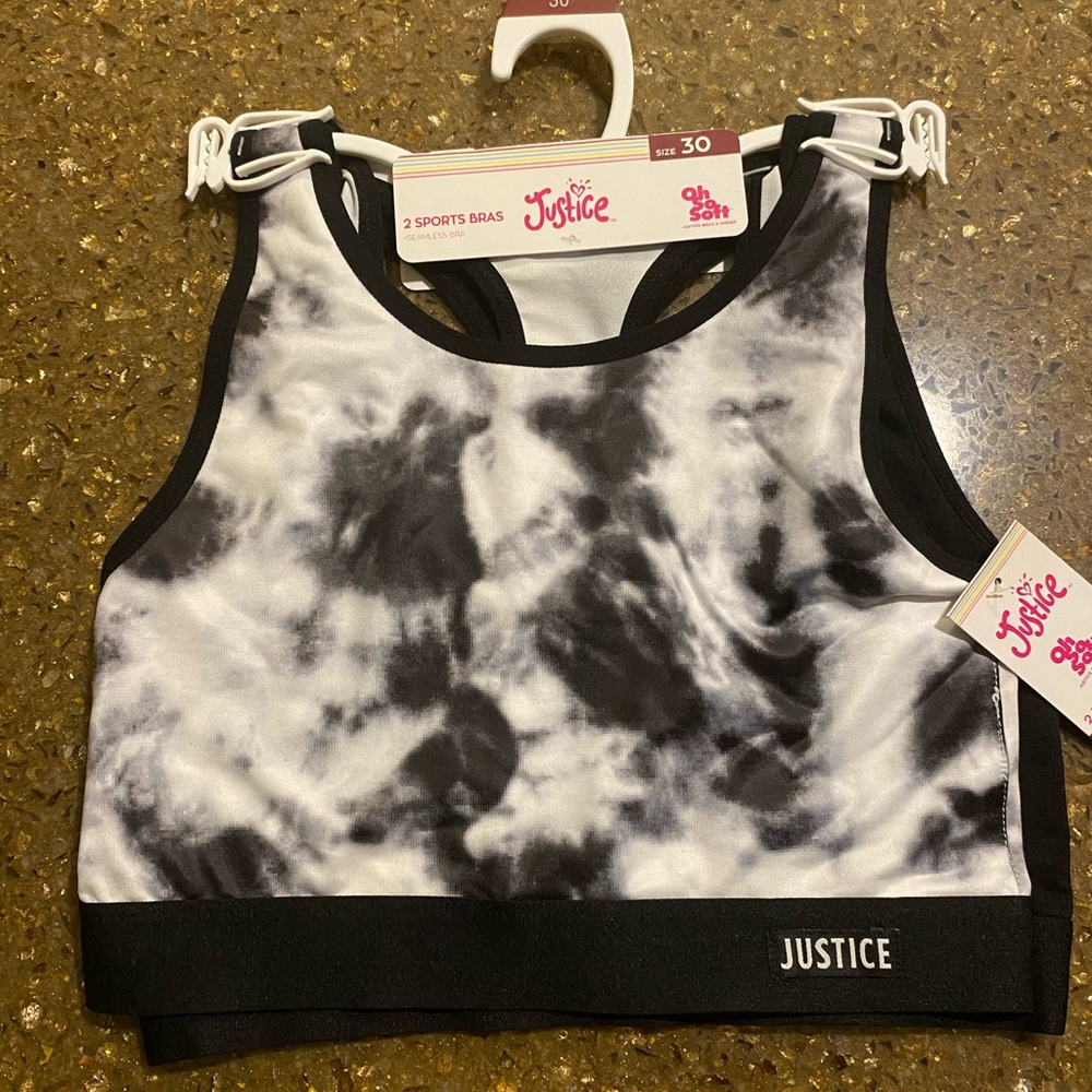 Justice Monochrome Tie-Dye Sports Bra